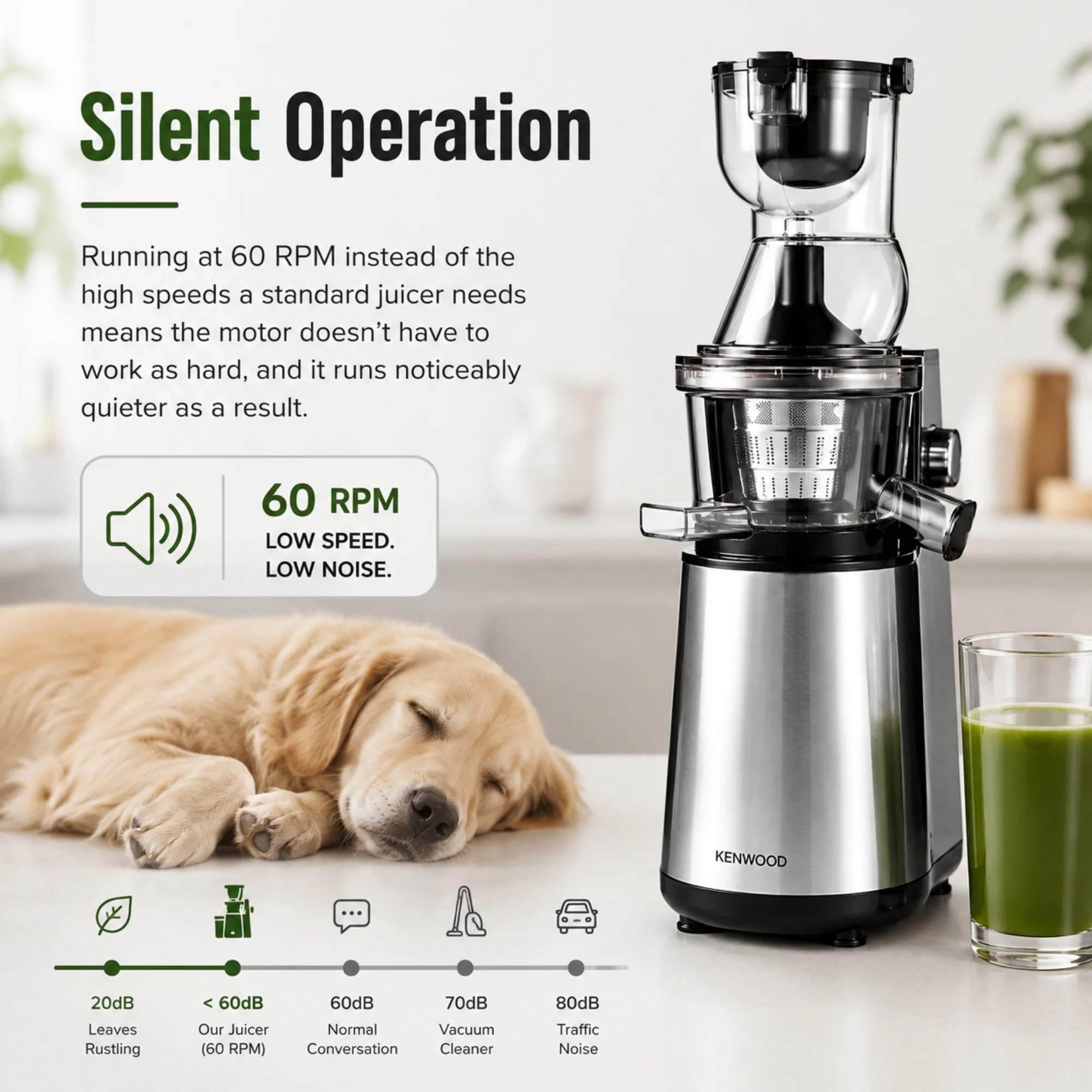 Cold press juicer silent operation
