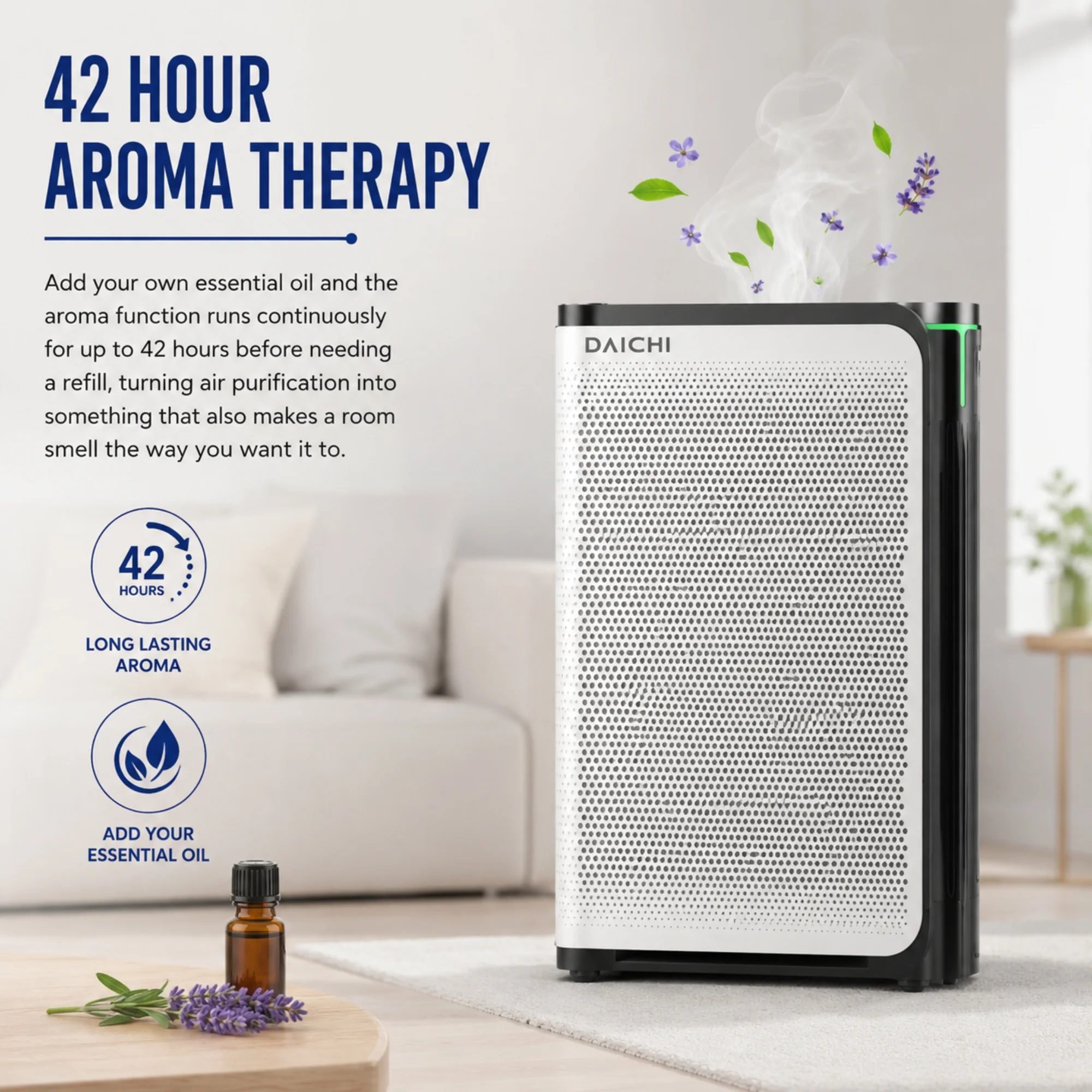 DAICHI air purifier 42-hour aromatherapy feature