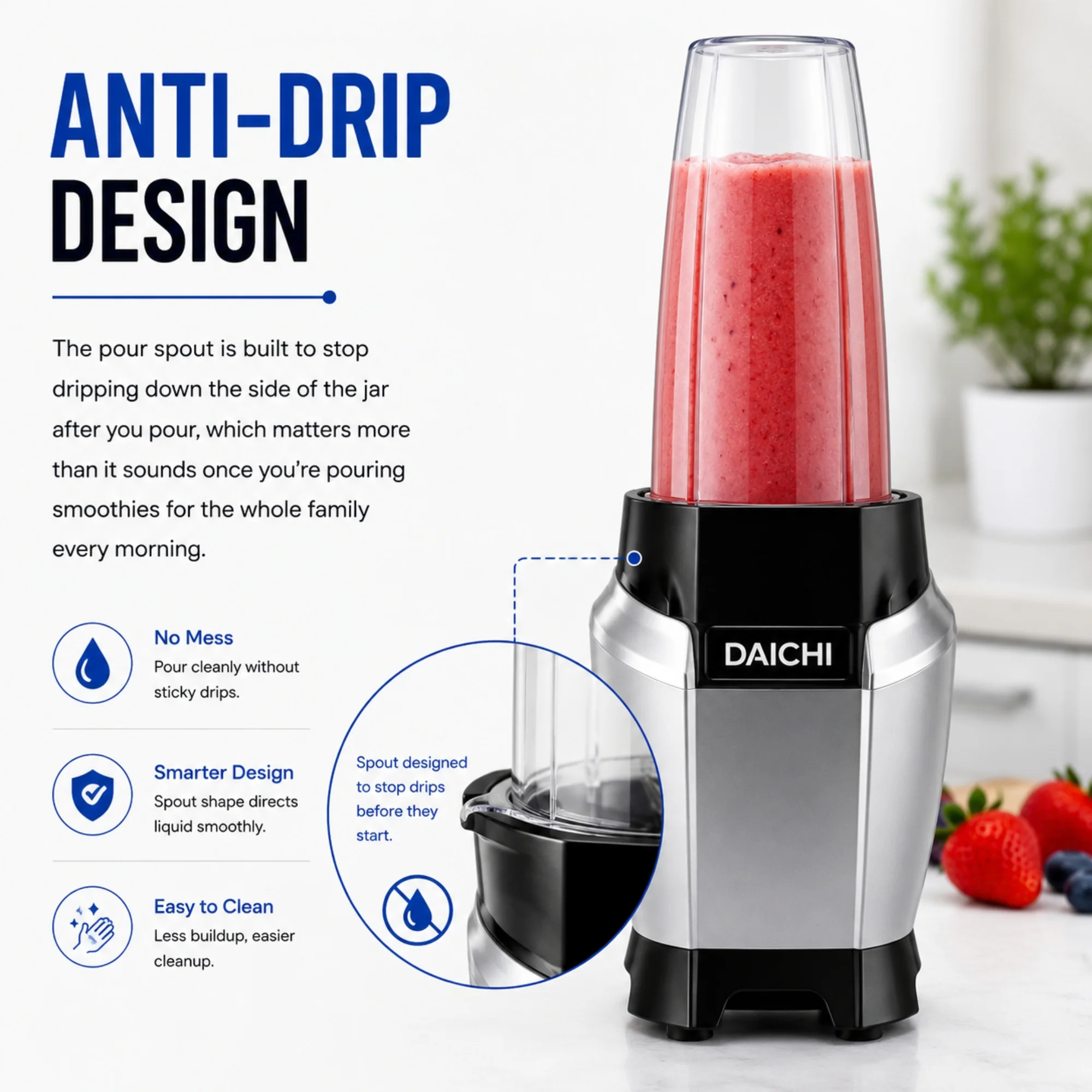 DAICHI blender anti-drip design