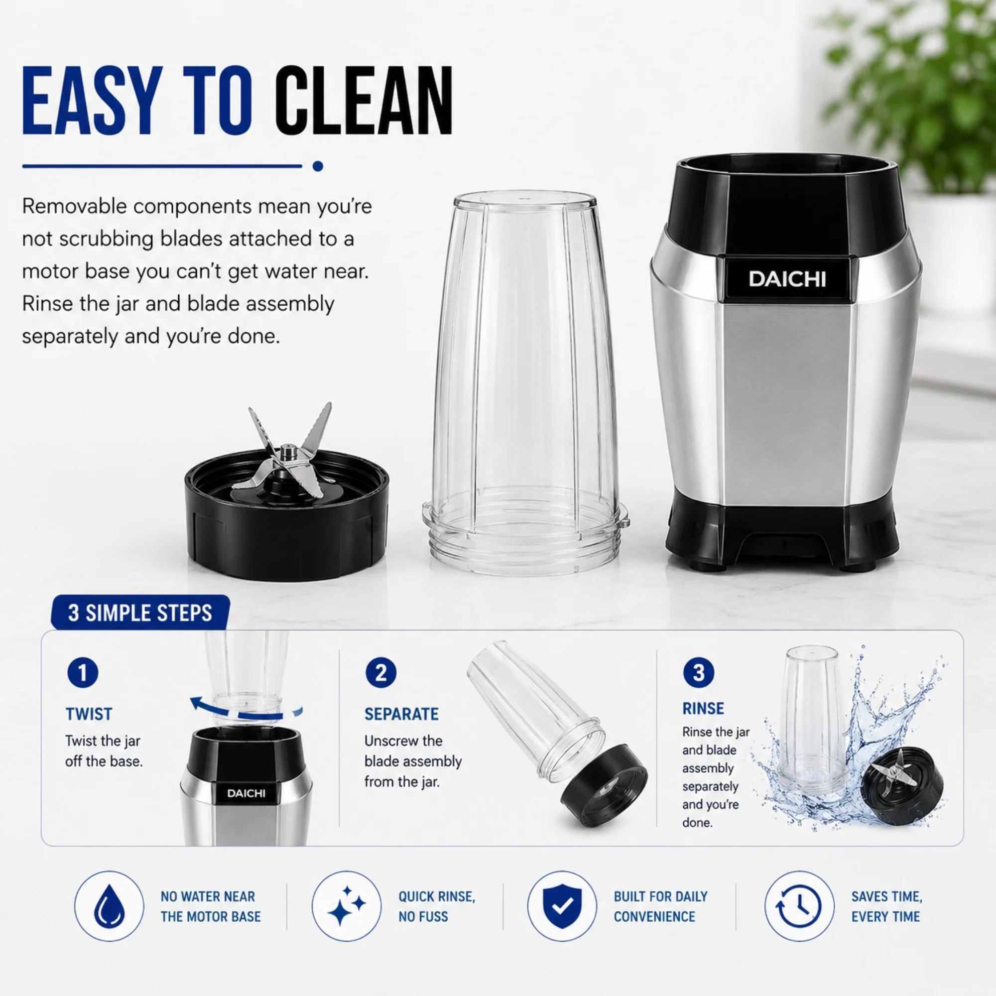 DAICHI blender easy-to-clean design
