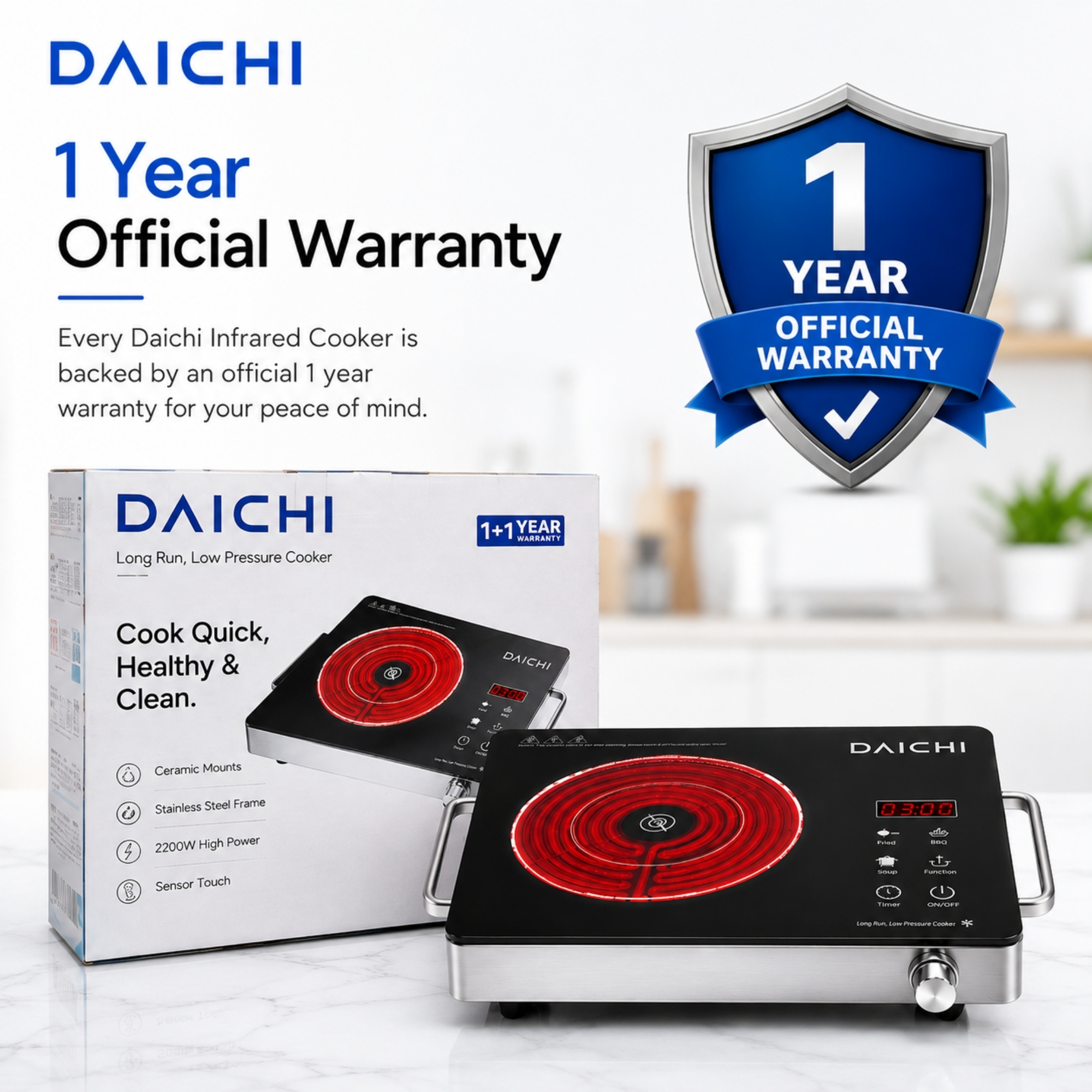DAICHI infrared cooker 1-year warranty