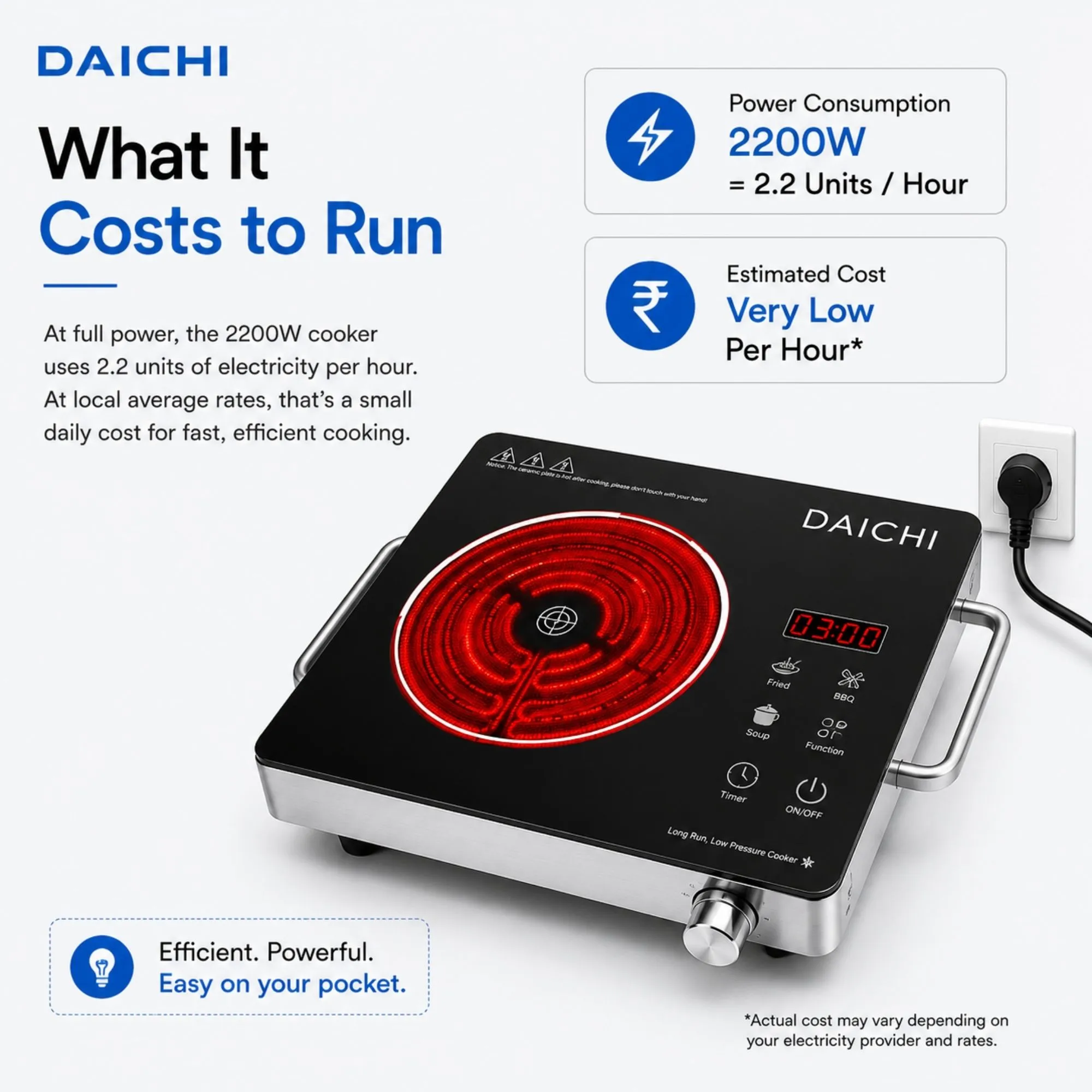 DAICHI infrared cooker running cost