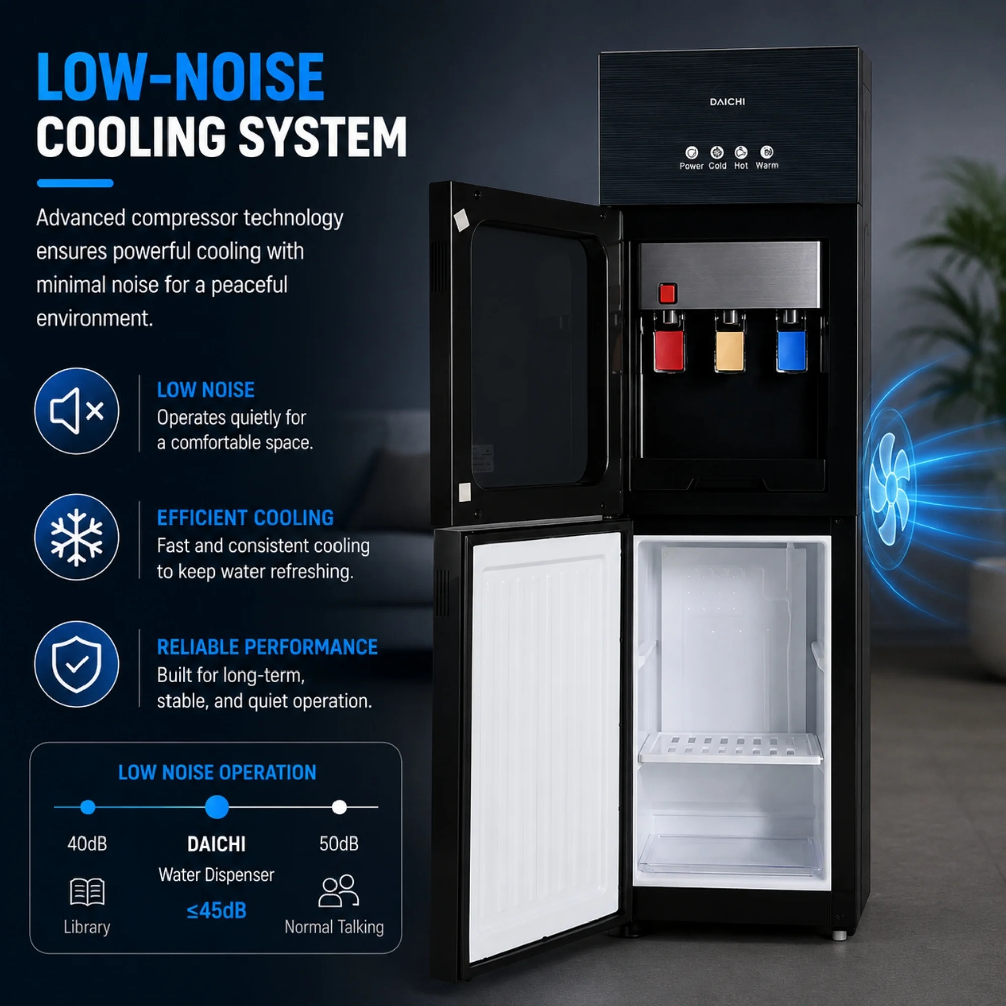 DAICHI low-noise cooling system