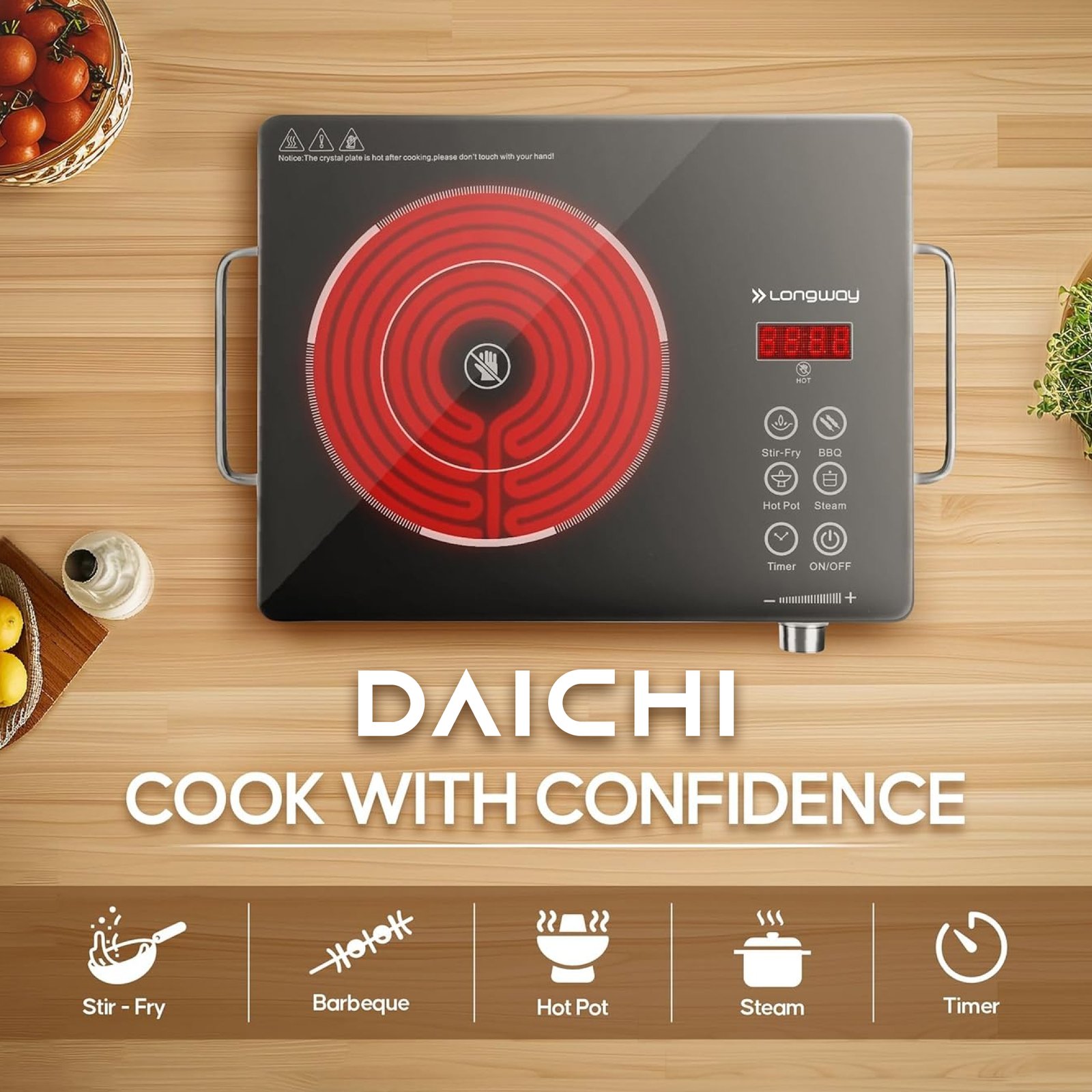 DAICHI infrared cooker on a kitchen countertop