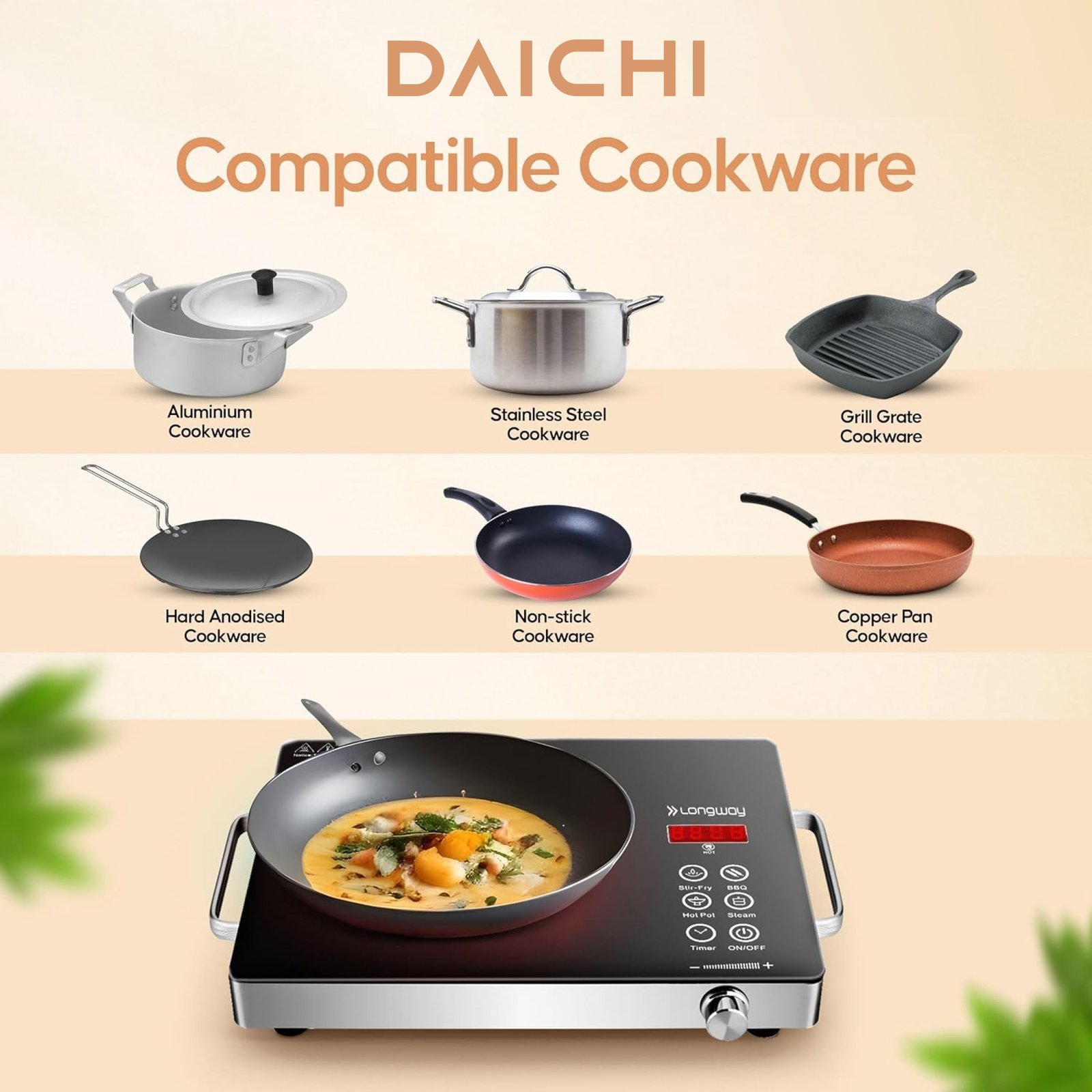 Compatible cookware for DAICHI infrared cooker